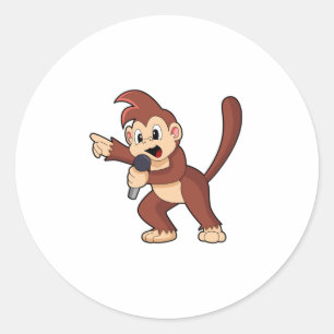 Sticker Rond Singe comme Singe avec Microphone.PNG