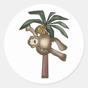 Sticker Rond Singe dans le bananier