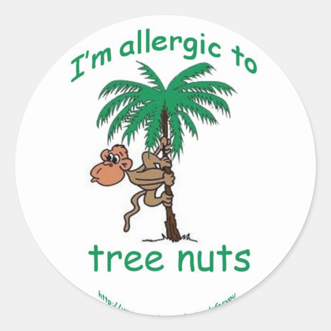 Sticker Rond Singe de l'alerte d'allergie aux noix (Devant)