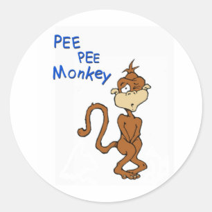 Sticker Rond Singe de pipi de pipi
