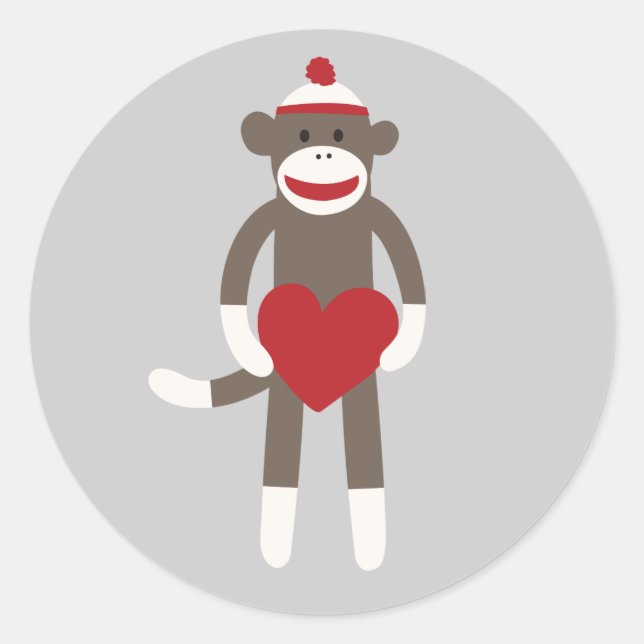 Sticker Rond Singe de sourire mignon de chaussette avec (Devant)