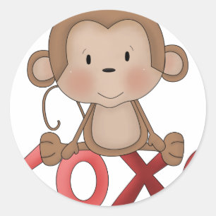 Sticker Rond Singe des câlins et des bisous
