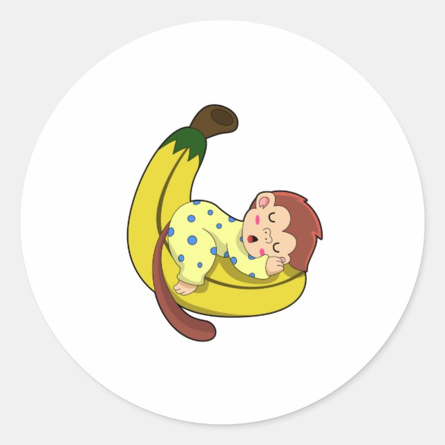 Sticker Rond Singe dormant dans le pyjama (Devant)