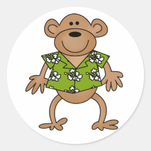 Sticker Rond Singe hawaïen tropical