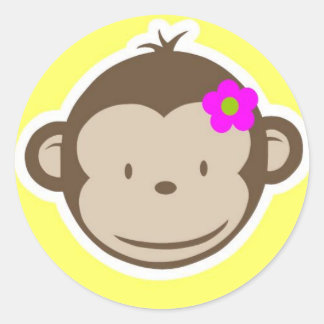 Sticker Rond Singe jaune