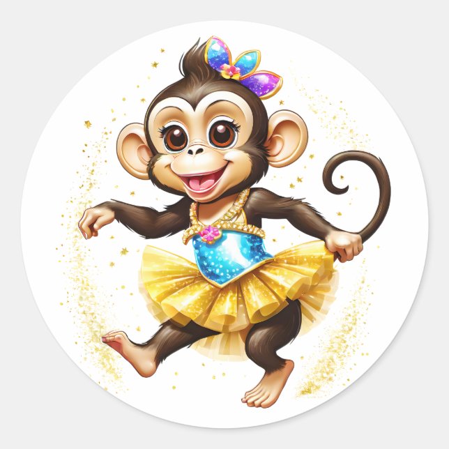 Sticker Rond Singe mignon (Devant)