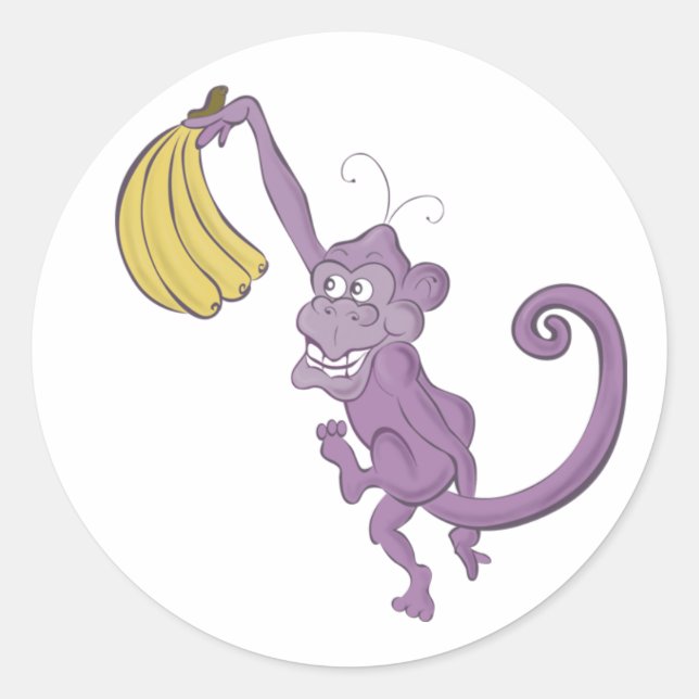 Sticker Rond singe pourpre (Devant)