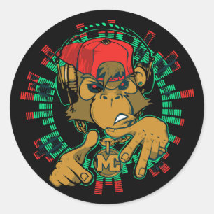 Sticker Rond singe rapper singe dj peut être utilisé