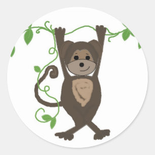 Sticker Rond Singe sur les vignes