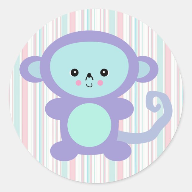 Sticker Rond singe violet mignon (Devant)