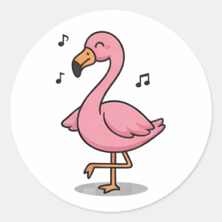 Sticker Rond Singing Flamingo
