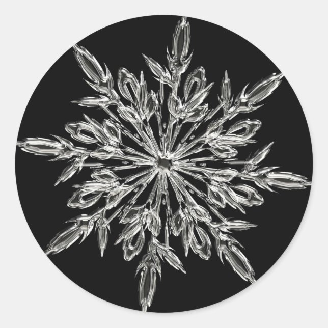 Sticker Rond Single Ice Crystal on Black (Devant)