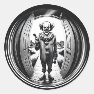 Sticker Rond Sinister Clown à votre porte | Fisheye
