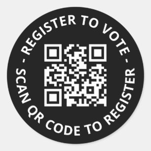 Sticker Rond S'inscrire pour voter le code QR scannable personn
