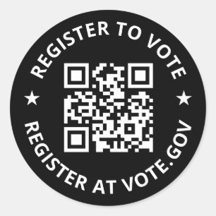 Sticker Rond S'inscrire pour voter scannable personnalisé QR Co
