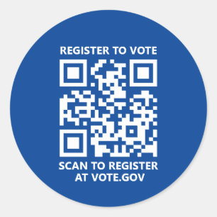 Sticker Rond S'inscrire pour voter scannable QR Code personnali