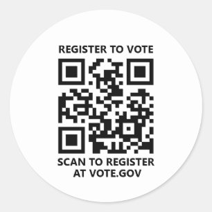 Sticker Rond S'inscrire pour voter scanner QR Code personnalisé