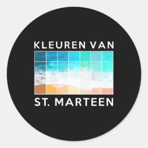 Sticker Rond Sint Marteen Hollandais Plage Couleurs T Chemise