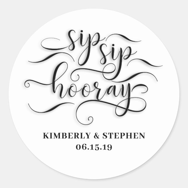 Sticker Rond Sip Sip Hooray (Devant)