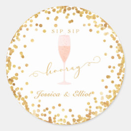 Sticker Rond Sip Sip Hooray Bachelorette Fiançailles Brunch