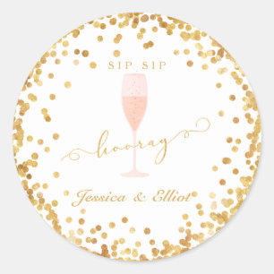 Sticker Rond Sip Sip Hooray Bachelorette Fiançailles Brunch