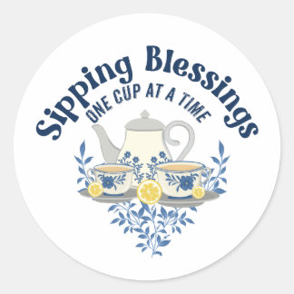 Sticker Rond Sipping Blessures une tasse à la fois