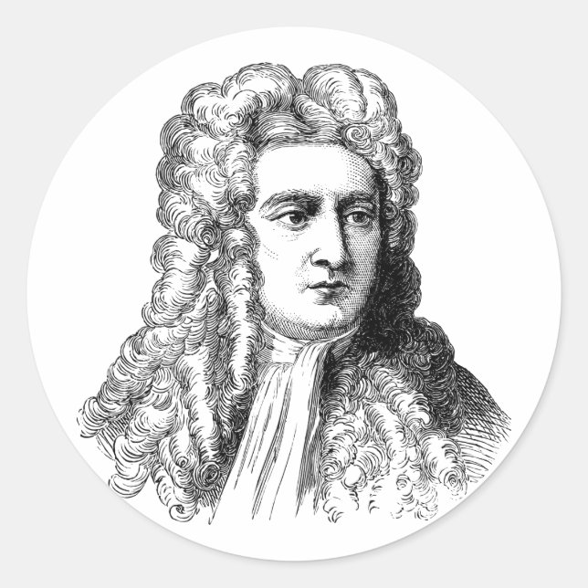 Sticker Rond Sir Isaac Newton Scientifique renommé physique des (Devant)