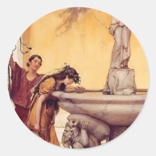 Sticker Rond Sir Lawrence Alma-Tadema : Entre Vénus et Bacchus