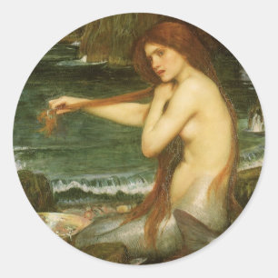 Sticker Rond Siren by John William Waterhouse