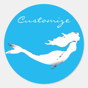 Sticker Rond Sirène blanche sous-marine nage Thunder_Cove