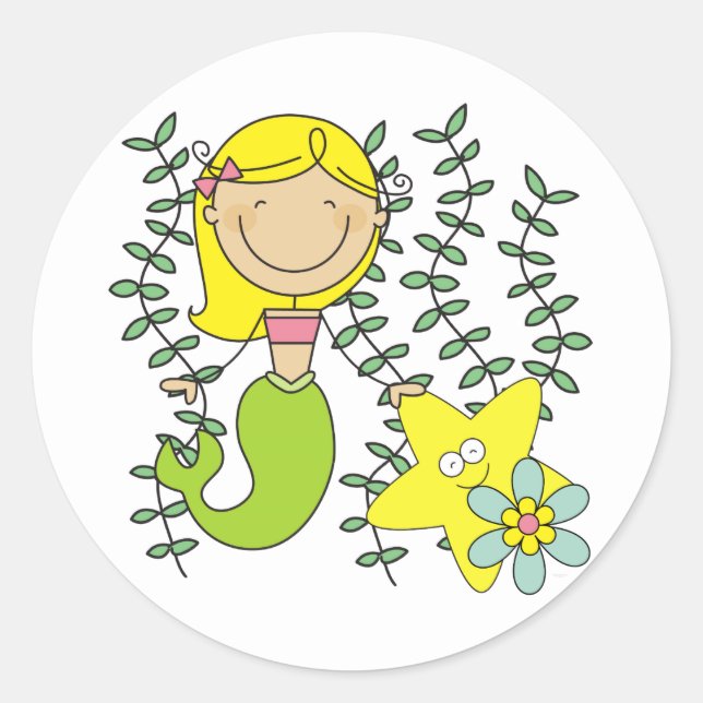 Sticker Rond Sirène blonde (Devant)