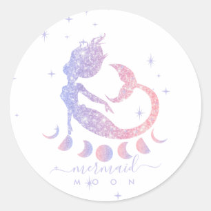 Sticker Rond Sirène de zodiaque spirituelle de lune violente
