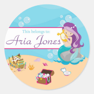 Sticker Rond Sirène pourpre de nouveau à l'autocollant d'éco