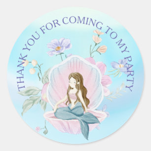 Sticker Rond Sirènes d'aquarelle géante sous la mer