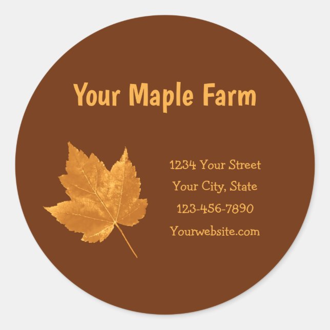 Sticker Rond Sirop d'érable Ferme Ambre Jaune Brown Pays Russe (Devant)