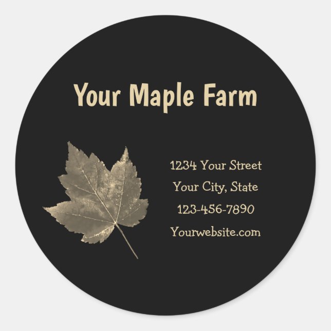 Sticker Rond Sirop d'érable ferme beige noir pays rustique (Devant)