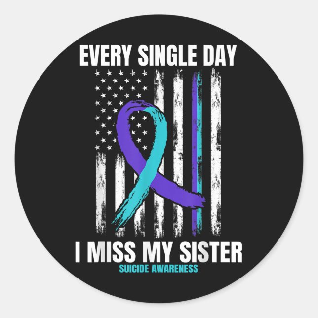 Sticker Rond Sister Suicide Prévention Drapeau Américain (Devant)