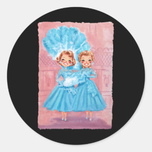Sticker Rond Sisters Film Noël Blanc 1954 Xmas Neige Pyjama
