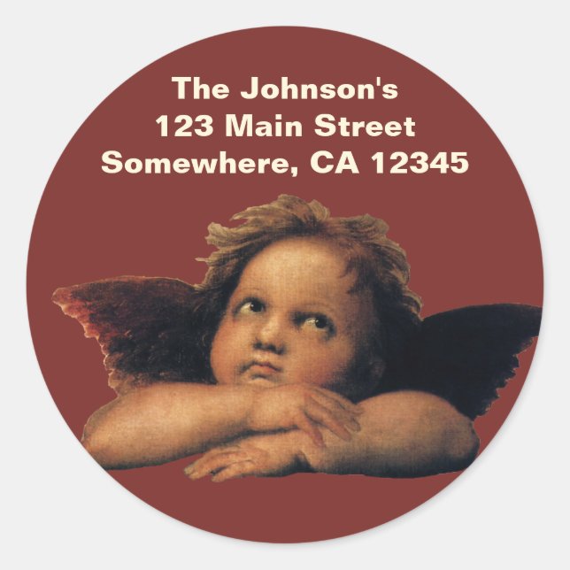 Sticker Rond Sistine Madonna, Angels détail par Raphael Sanzio (Devant)