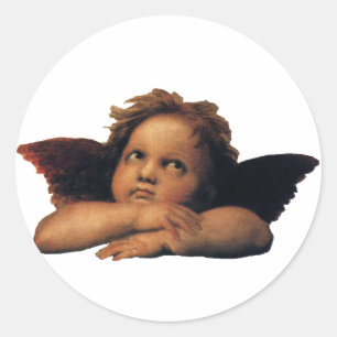 Sticker Rond Sistine Madonna, détail des Anges par Raphael Sanz