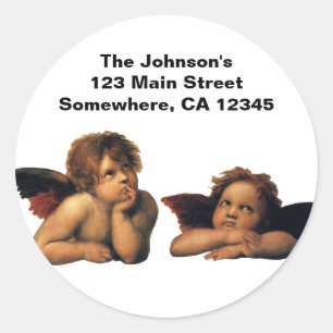 Sticker Rond Sistine Madonna, détail des Anges par Raphael Sanz