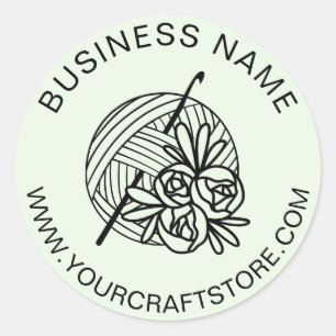 Sticker Rond Site Crochet Crochet Nom commercial personnalisé