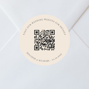 Sticker Rond Site mariage QR code détails rsvp beige