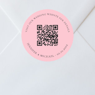 Sticker Rond Site mariage QR code détails rsvp rose
