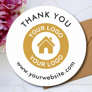 Sticker Rond Site Web de Merci de logo d'entreprise personnalis