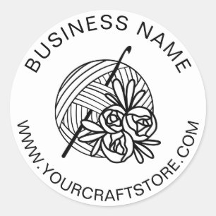 Sticker Rond Site Web d'Entreprise de Crochet Nom Personnalisé