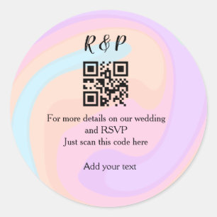 Sticker Rond site web mariage rsvp q r code ajouter nom texte