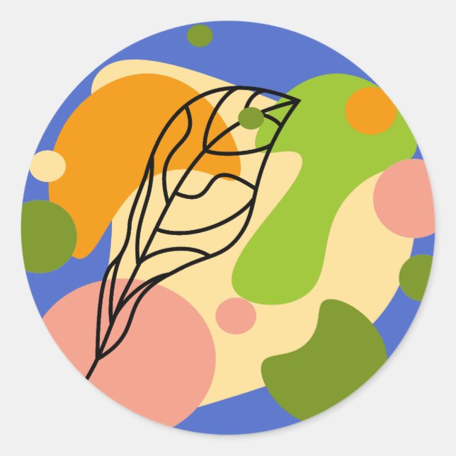 Sticker Rond Sites abstraits intéressants avec feuilles (Devant)