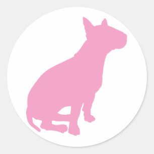 Sticker Rond Sitting Bull Terrier (rose)