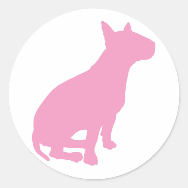 Sticker Rond Sitting Bull Terrier (rose) (Devant)